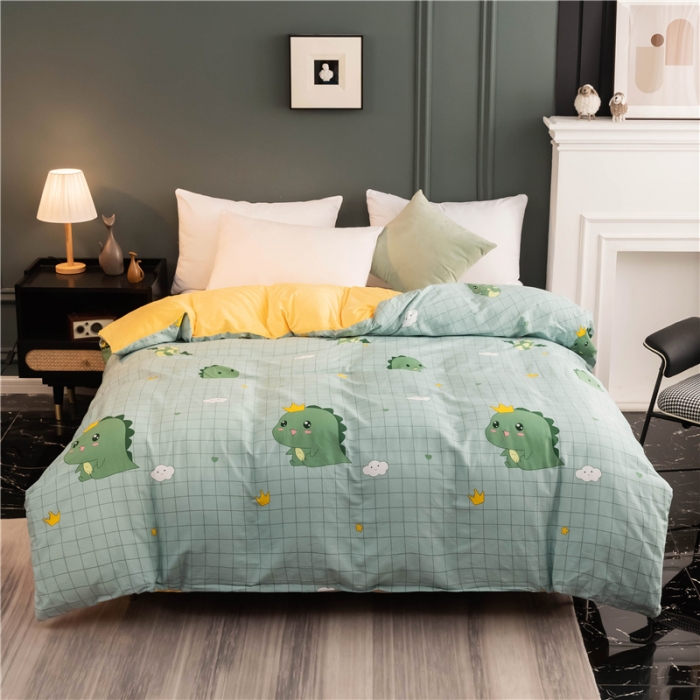 91家纺网 家纺一手货源 找家纺 芃成家纺 2021新款棉加绒单被套 动漫恐龙