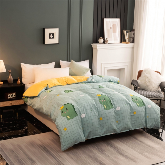 91家纺网 家纺一手货源 找家纺 芃成家纺 2021新款棉加绒单被套 动漫恐龙