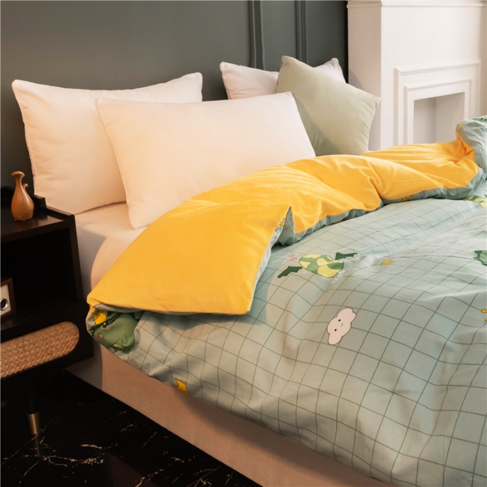 91家纺网 家纺一手货源 找家纺 芃成家纺 2021新款棉加绒单被套 动漫恐龙