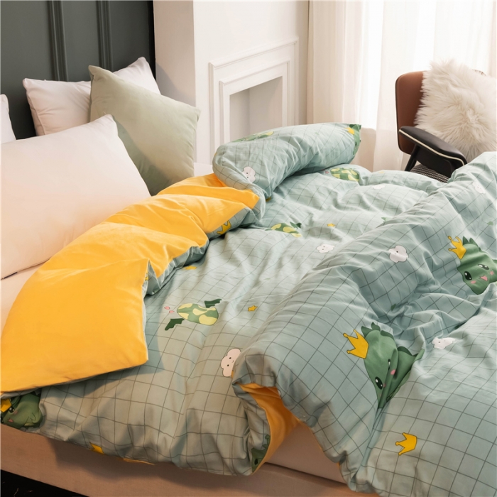 91家纺网 家纺一手货源 找家纺 芃成家纺 2021新款棉加绒单被套 动漫恐龙