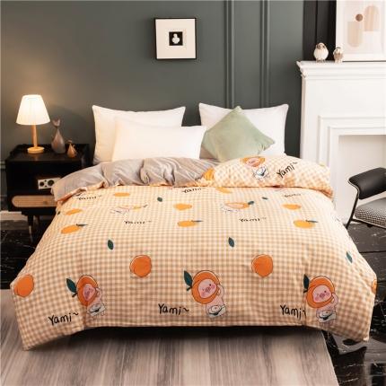 芃成家纺 2021新款棉加绒单被套 猪猪桃