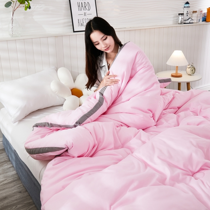 91家纺网 家纺一手货源 找家纺 啊雅 2025新款高克重面料立体冬被 暖粉