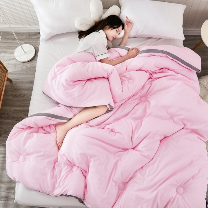 91家纺网 家纺一手货源 找家纺 啊雅 2025新款高克重面料立体冬被 暖粉