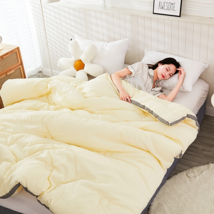 91家纺网 家纺一手货源 找家纺 啊雅 2025新款高克重面料立体冬被 暖黄