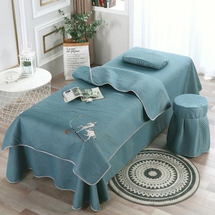 2025新款凉感丝美容床单款四件套-罗马假日系列 湖蓝