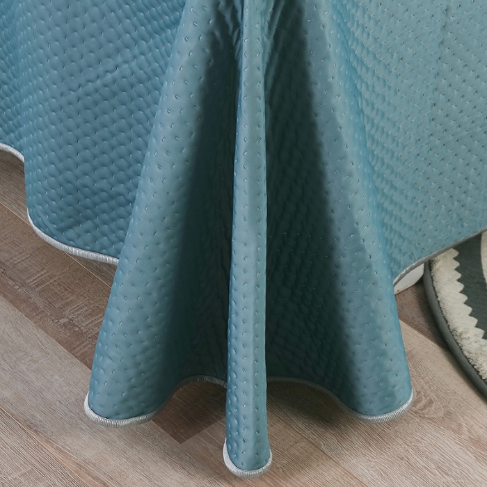 91家纺网 家纺一手货源 找家纺 2025新款凉感丝美容床单款四件套-罗马假日系列 湖蓝