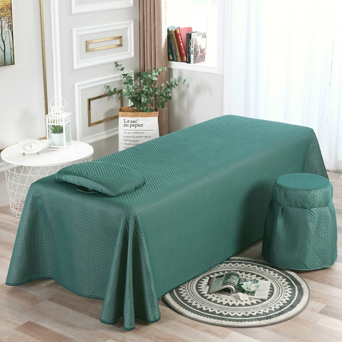 91家纺网 家纺一手货源 找家纺 2025新款凉感丝美容床单款四件套-罗马假日系列 墨绿