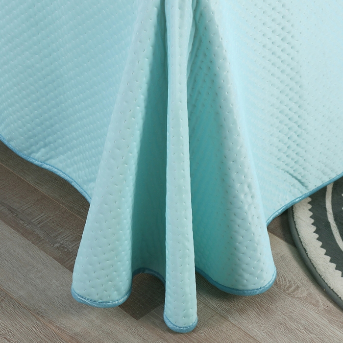 91家纺网 家纺一手货源 找家纺 2025新款凉感丝美容床单款四件套-罗马假日系列 天蓝