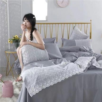 91家纺网 家纺一手货源 找家纺 （总）韩秀家纺 2024新款冰丝蕾丝水洗真丝四件套甜馨