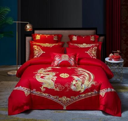 91家纺网 家纺一手货源 找家纺 （总）高大尚婚庆馆 2021新款60支棉提花婚庆系列多件套