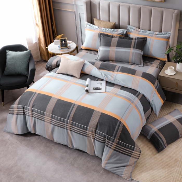 91家纺网 家纺一手货源 找家纺 金纱玉纺 2022新款全棉磨毛四件套 安慕希-灰