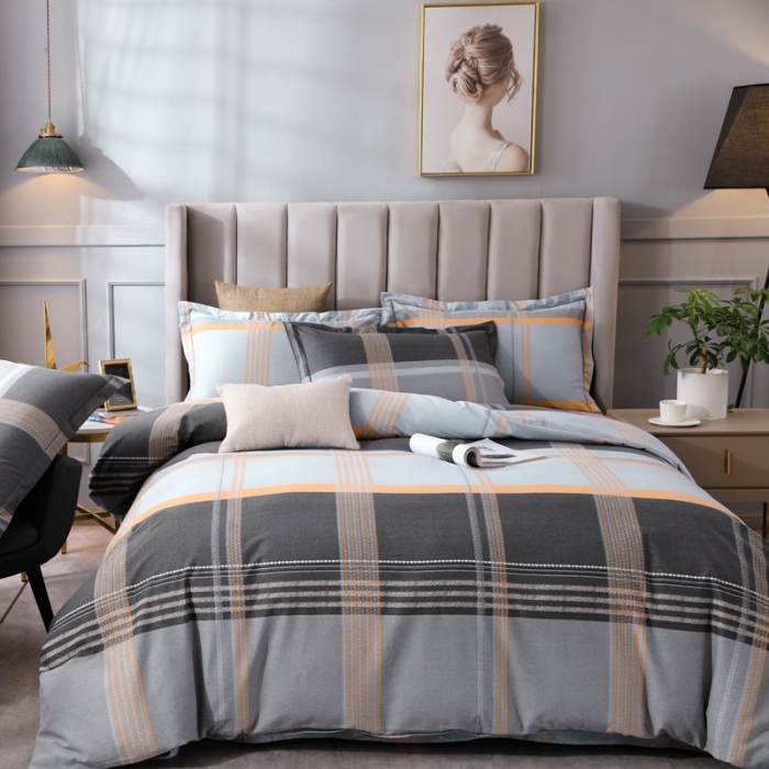 91家纺网 家纺一手货源 找家纺 金纱玉纺 2022新款全棉磨毛四件套 安慕希-灰