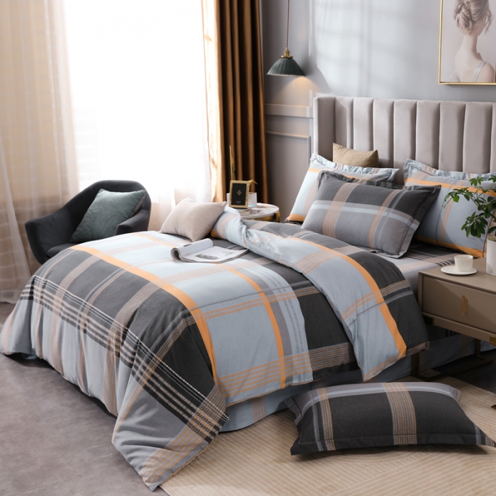 91家纺网 家纺一手货源 找家纺 金纱玉纺 2022新款全棉磨毛四件套 安慕希-灰