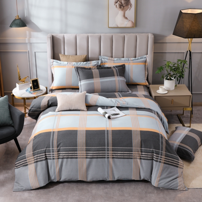 91家纺网 家纺一手货源 找家纺 金纱玉纺 2022新款全棉磨毛四件套 安慕希-灰