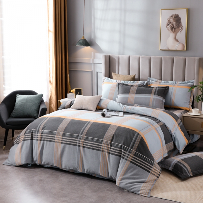 91家纺网 家纺一手货源 找家纺 金纱玉纺 2022新款全棉磨毛四件套 安慕希-灰