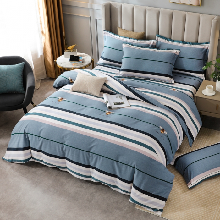 91家纺网 家纺一手货源 找家纺 金纱玉纺 2022新款全棉磨毛四件套 昆虫记