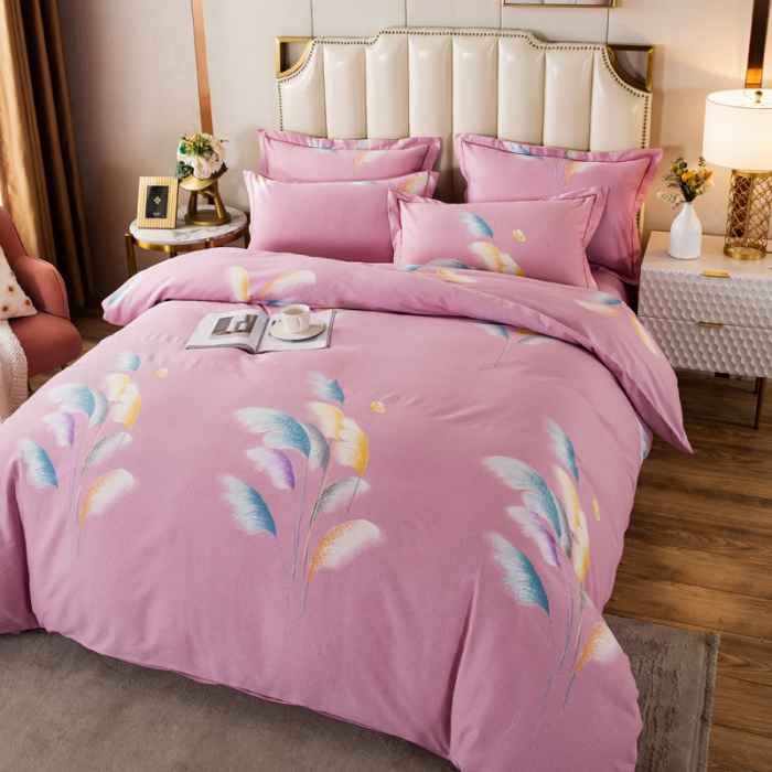 91家纺网 家纺一手货源 找家纺 金纱玉纺 2022新款全棉磨毛四件套 莱茵河畔-粉