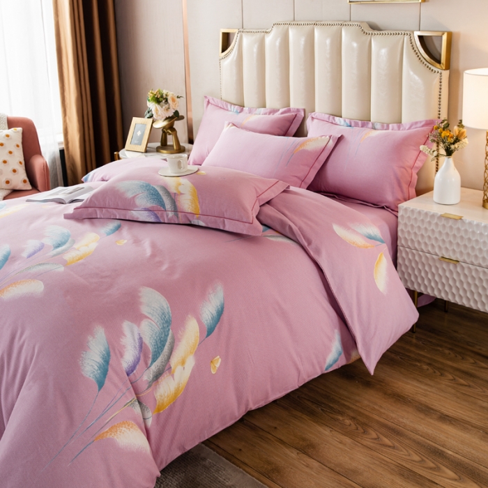 91家纺网 家纺一手货源 找家纺 金纱玉纺 2022新款全棉磨毛四件套 莱茵河畔-粉