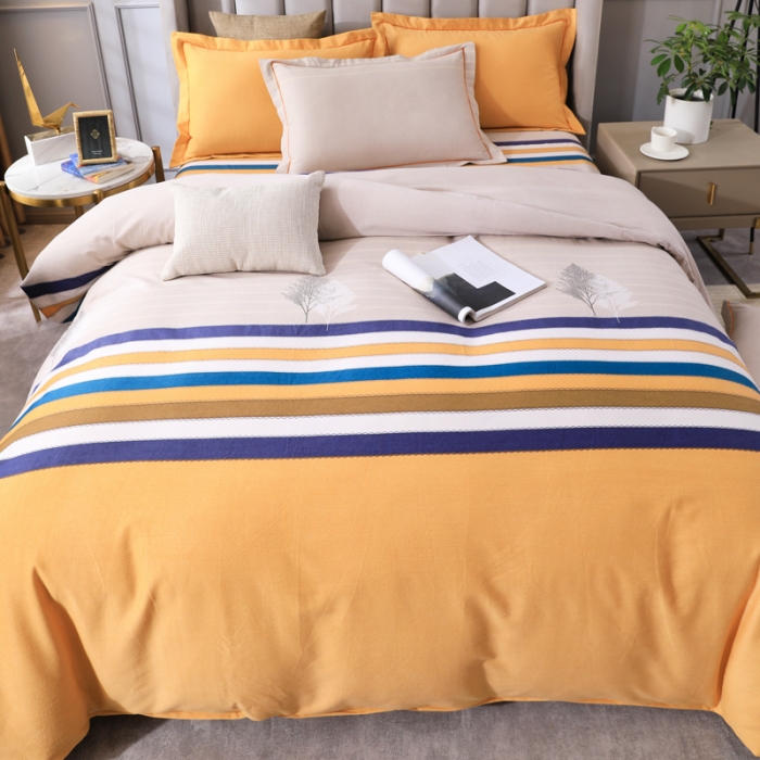 91家纺网 家纺一手货源 找家纺 金纱玉纺 2022新款全棉磨毛四件套 岁月静好-米