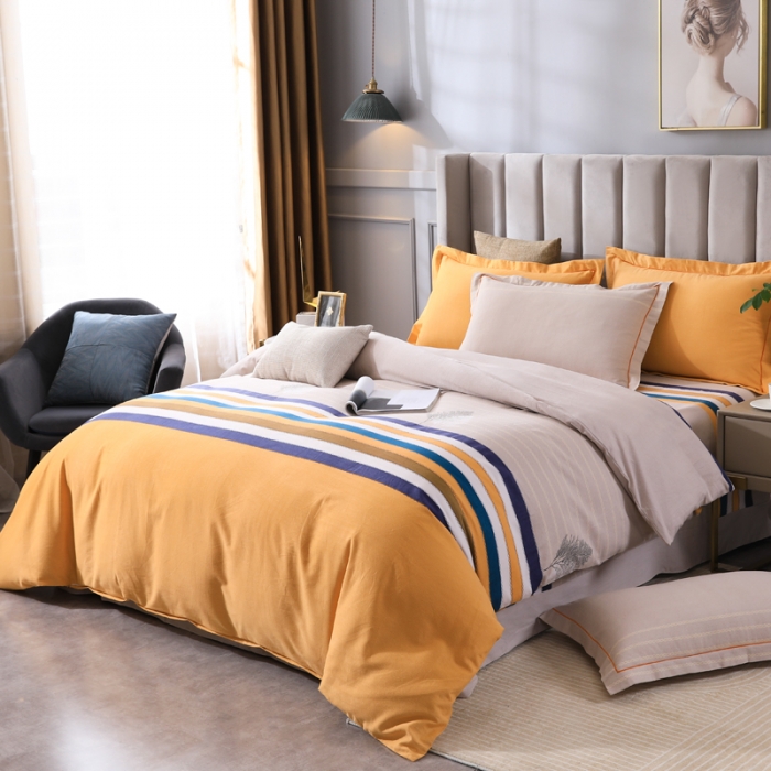 91家纺网 家纺一手货源 找家纺 金纱玉纺 2022新款全棉磨毛四件套 岁月静好-米