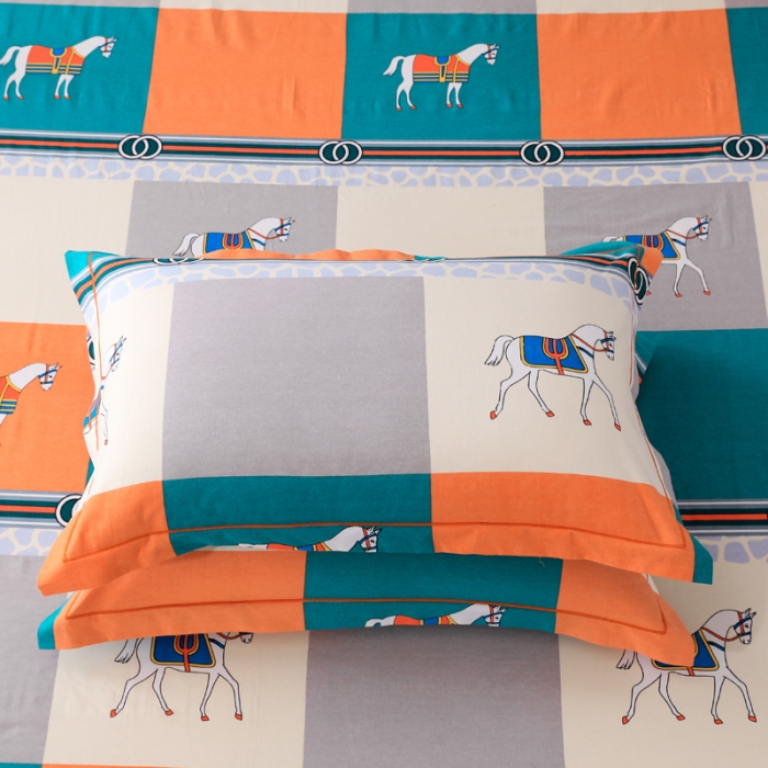 91家纺网 家纺一手货源 找家纺 金纱玉纺 2022新款全棉磨毛四件套 小马驹