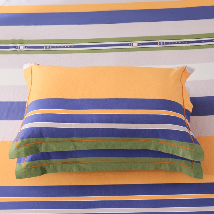 91家纺网 家纺一手货源 找家纺 金纱玉纺 2022新款全棉磨毛四件套 炫彩条纹-蓝