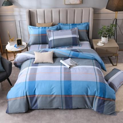 金纱玉纺 2022新款全棉磨毛四件套 艺术空间-蓝