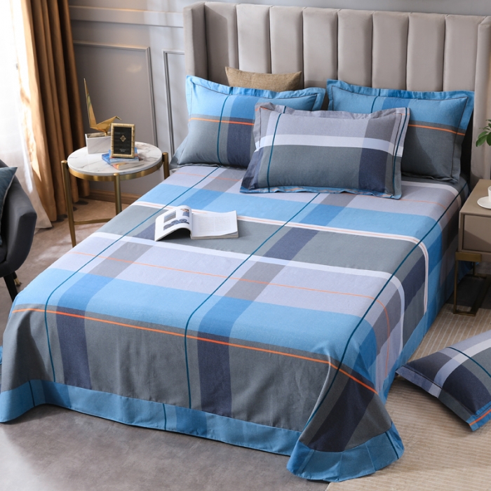 91家纺网 家纺一手货源 找家纺 金纱玉纺 2022新款全棉磨毛四件套 艺术空间-蓝