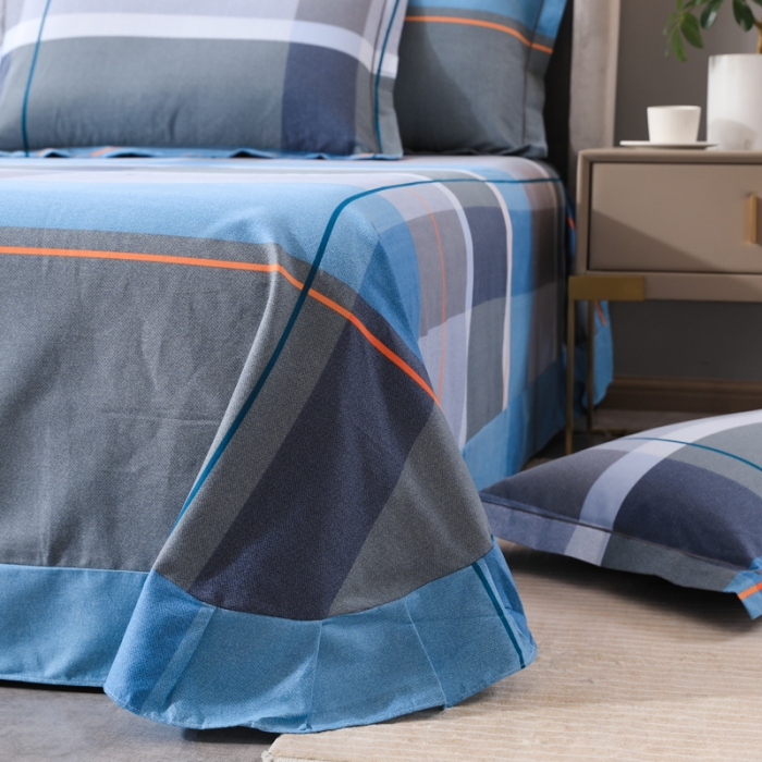 91家纺网 家纺一手货源 找家纺 金纱玉纺 2022新款全棉磨毛四件套 艺术空间-蓝