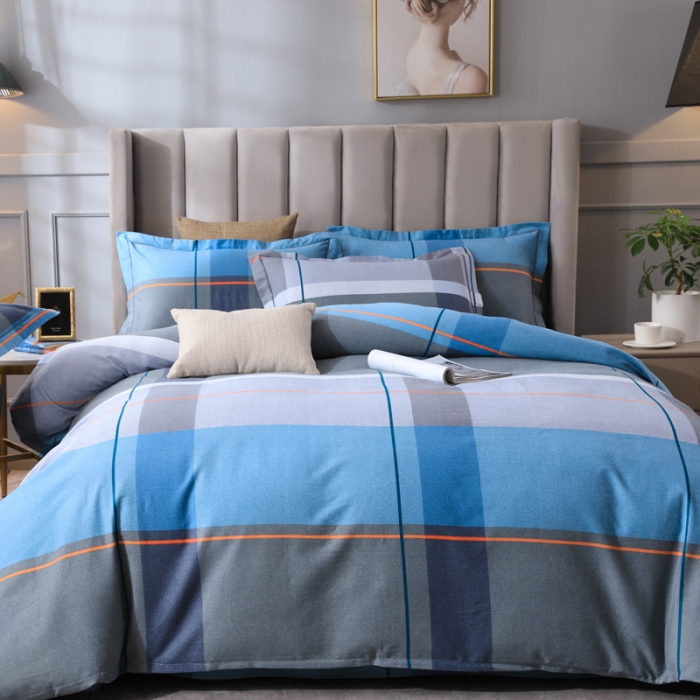 91家纺网 家纺一手货源 找家纺 金纱玉纺 2022新款全棉磨毛四件套 艺术空间-蓝