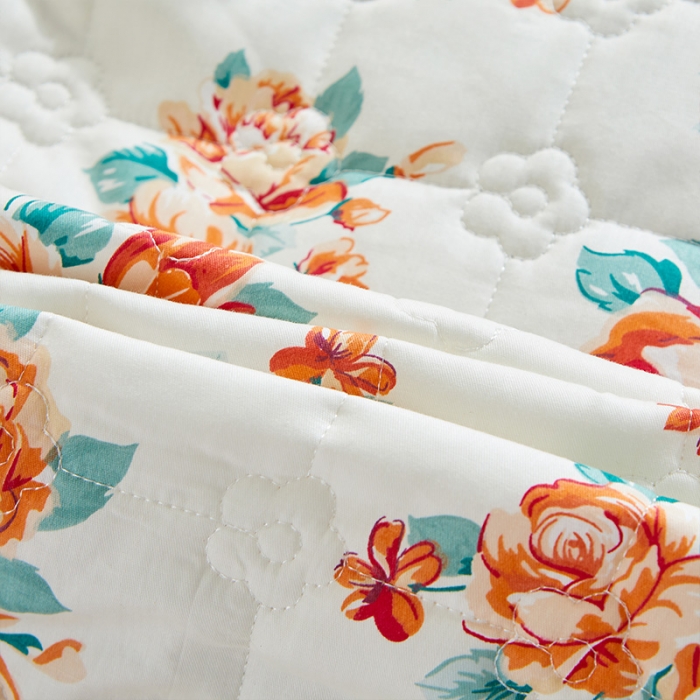 91家纺网 家纺一手货源 找家纺 宜凡 2021新款全棉印花夹棉床裙-床裙三件套 红颜