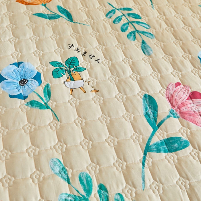 91家纺网 家纺一手货源 找家纺 宜凡 2021新款全棉印花夹棉床裙-床裙三件套 流年