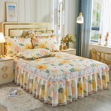 宜凡 2021新款全棉印花夹棉床裙-床裙三件套 莫奈