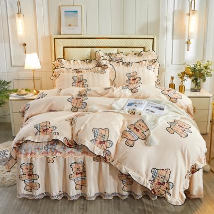 91家纺网 家纺一手货源 找家纺 （总）宜凡 2023新款全棉印花夹棉床裙-床裙四件套