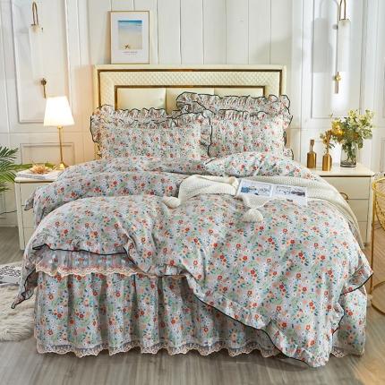 91家纺网 家纺一手货源 找家纺 （总）宜凡 2023新款全棉印花夹棉床裙-床裙四件套