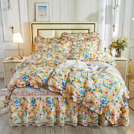 91家纺网 家纺一手货源 找家纺 （总）宜凡 2023新款全棉印花夹棉床裙-床裙四件套