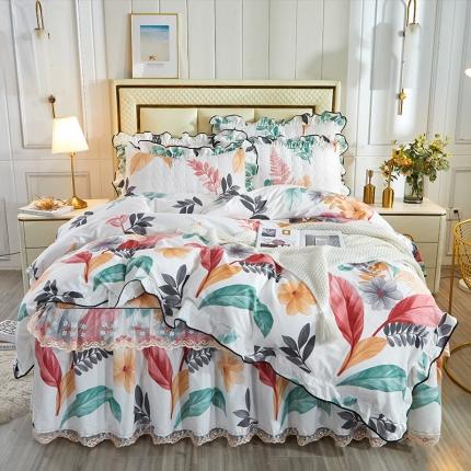 91家纺网 家纺一手货源 找家纺 （总）宜凡 2023新款全棉印花夹棉床裙-床裙四件套