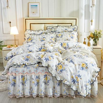 宜凡 2021新款全棉印花夹棉床裙-床裙四件套 印象