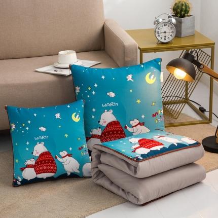 宝马家纺 2022新款芦荟棉数码印花抱枕被 北极熊