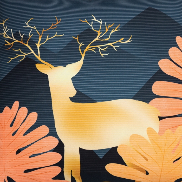 91家纺网 家纺一手货源 找家纺 宝马家纺 2022新款芦荟棉数码印花抱枕被 黄金鹿