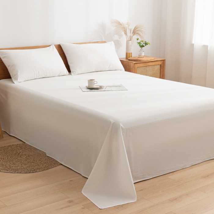 91家纺网 家纺一手货源 找家纺 蓝巢家纺 2021新款全棉水洗棉单床单 本白