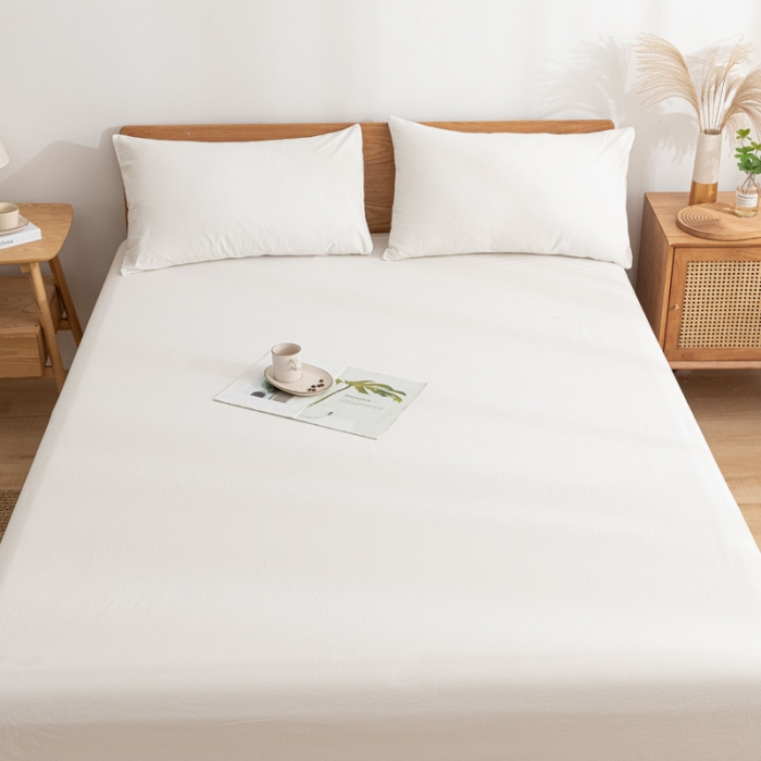 91家纺网 家纺一手货源 找家纺 蓝巢家纺 2021新款全棉水洗棉单床单 本白