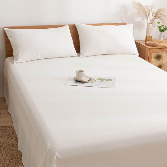 91家纺网 家纺一手货源 找家纺 蓝巢家纺 2021新款全棉水洗棉单床单 本白