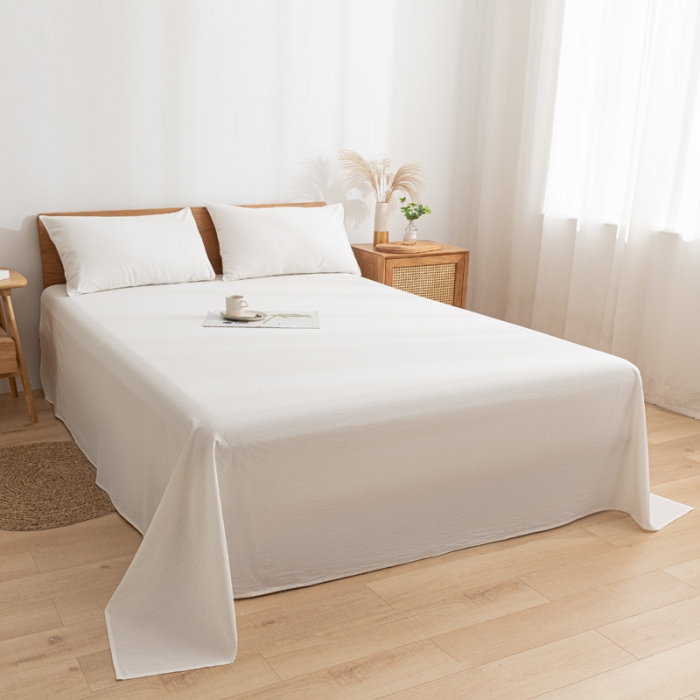 91家纺网 家纺一手货源 找家纺 蓝巢家纺 2021新款全棉水洗棉单床单 本白