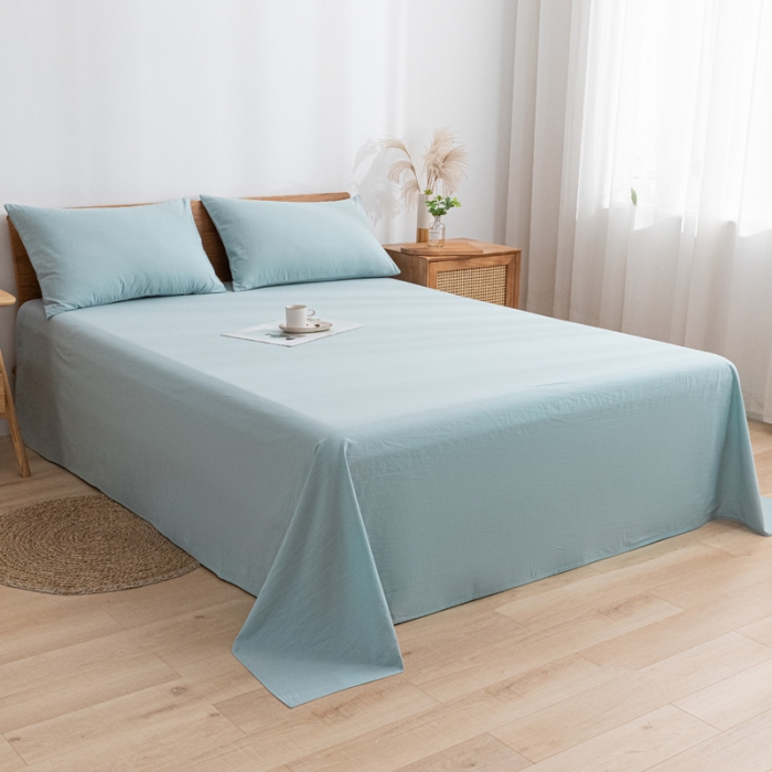 91家纺网 家纺一手货源 找家纺 蓝巢家纺 2021新款全棉水洗棉单床单 繁星蓝