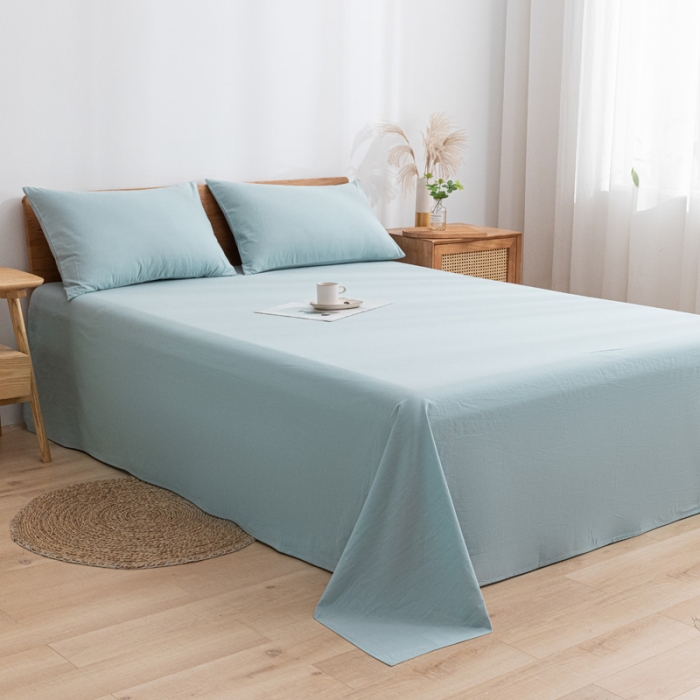 91家纺网 家纺一手货源 找家纺 蓝巢家纺 2021新款全棉水洗棉单床单 繁星蓝