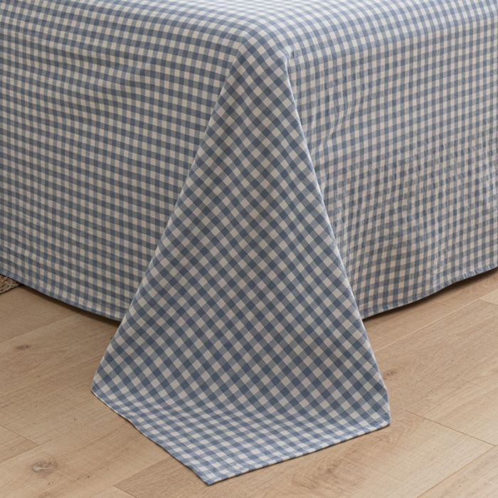 91家纺网 家纺一手货源 找家纺 蓝巢家纺 2021新款全棉水洗棉单床单 蓝小格