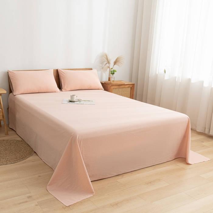 91家纺网 家纺一手货源 找家纺 蓝巢家纺 2021新款全棉水洗棉单床单 浅粉