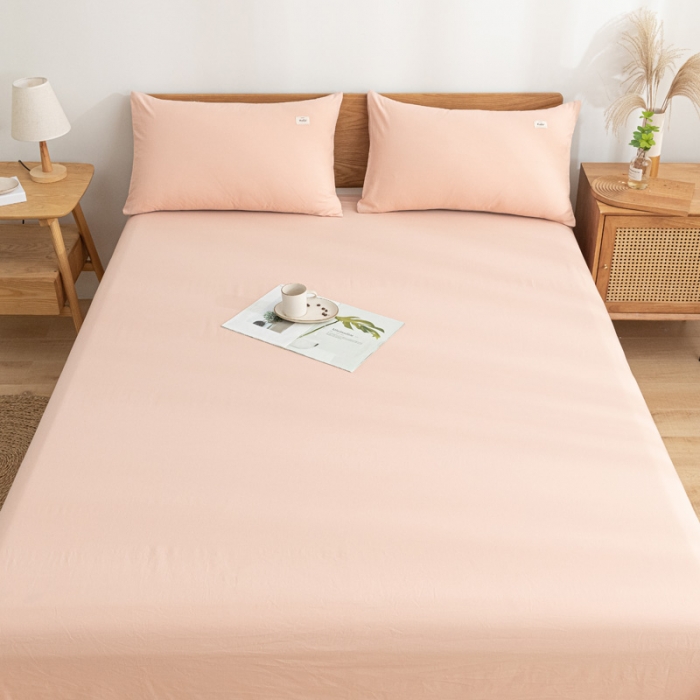 91家纺网 家纺一手货源 找家纺 蓝巢家纺 2021新款全棉水洗棉单床单 浅粉