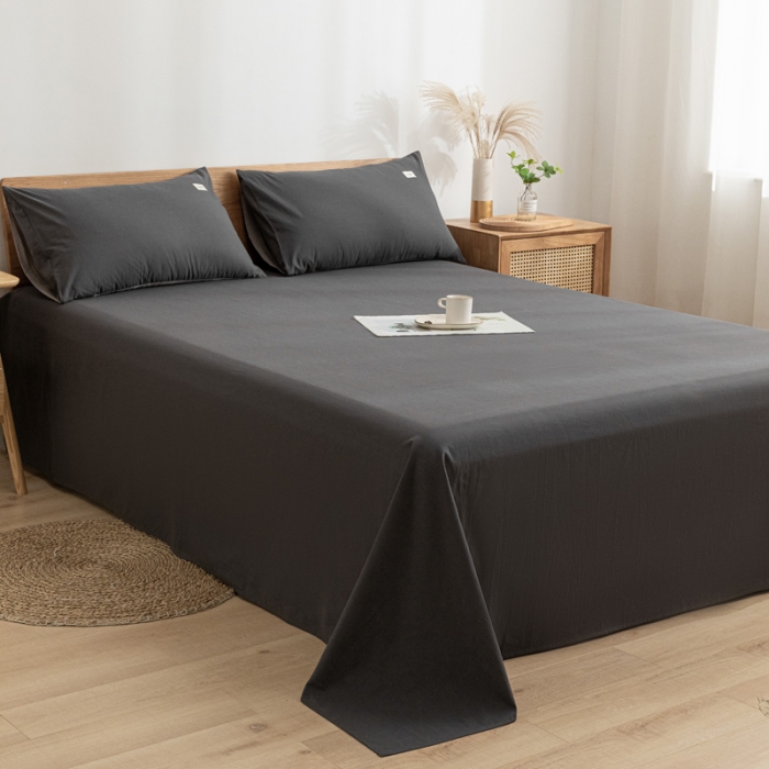 91家纺网 家纺一手货源 找家纺 蓝巢家纺 2021新款全棉水洗棉单床单 深灰